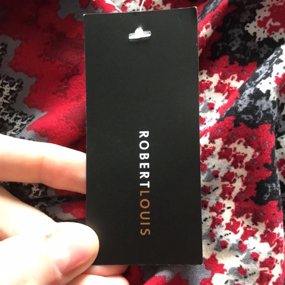 ROBERT LOUIS red/grey 1X mini dress pockets and elastic waist band v-neck NEW - Picture 5 of 8